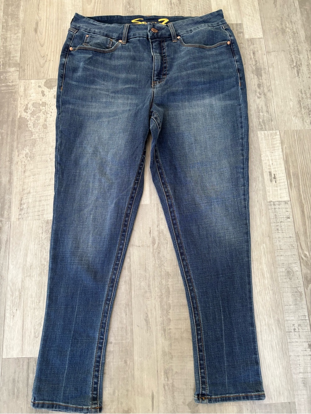 Seven7 Women's Indigo Fade Tummy Less High Rise Skinny Jeans